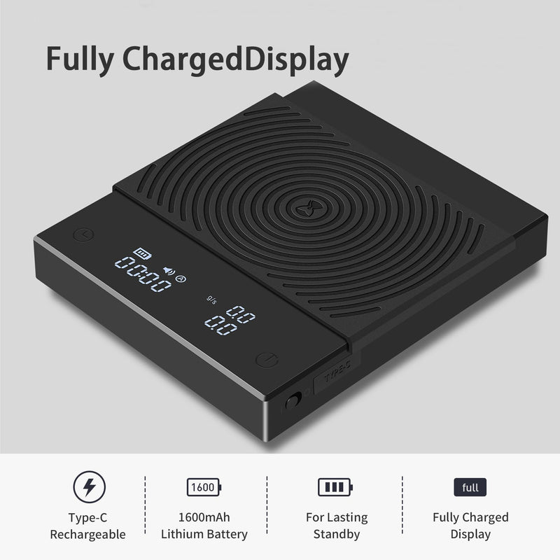 TIMEMORE Coffee Scale Basic 2.0 Electronic Espresso Scale with with Timer,2000 Grams and Water Flow Rate and Timer Function, Free Switching of Ounce/kg Units