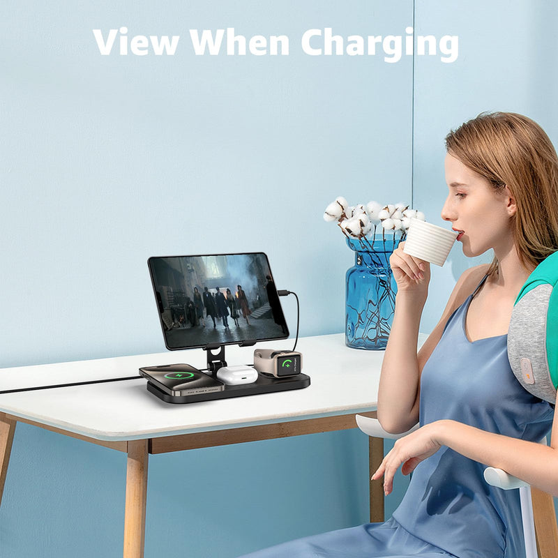Wireless Charger 4 in 1 for Apple Charging Station for iPhone 16 Pro Max/15/14 Series, AirPods Pro 2, iPad Stand, Watch Charger for iWatch Series 10/9/8, Wireless Charging Station for Multiple Devices