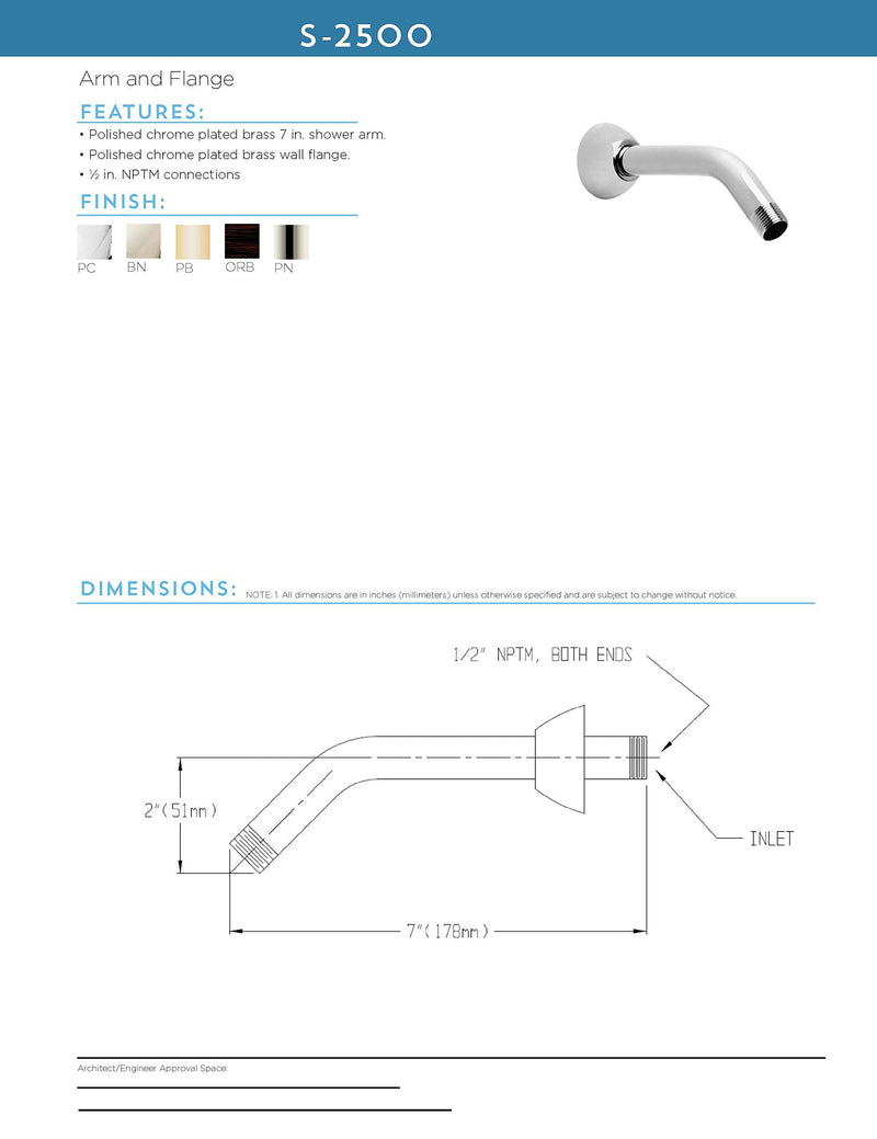 Speakman S-2500 Clean and Simple Shower Arm and Flange for Stylish Bathroom Décor, Polished Chrome