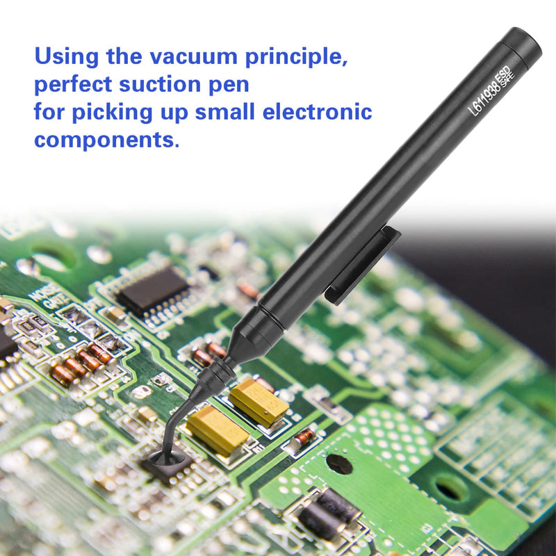 Vacuum Suction Pen, Manual Solder Sucker, Suction Pick Up Tool, Solder Pick Up Tools Set with 2 Tips and 6 Suction Cups for IC SMD SMT Precision Small Electronic Components