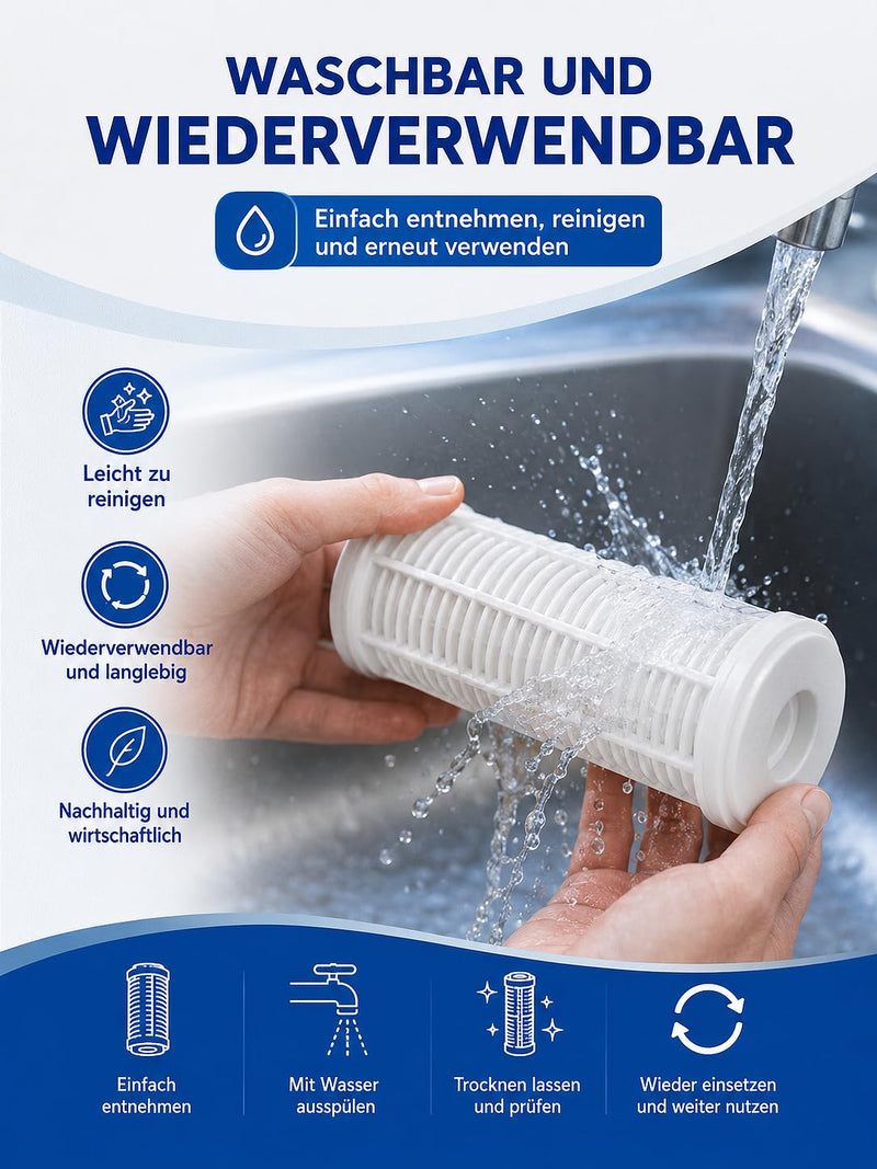 Washable Filter Insert for Pre Filter 20 Inch 80 Micron | Reusable filter cartridge for filter housings, against sand, rust, dirt and sediment, up to 40 °C 20 inches 1
