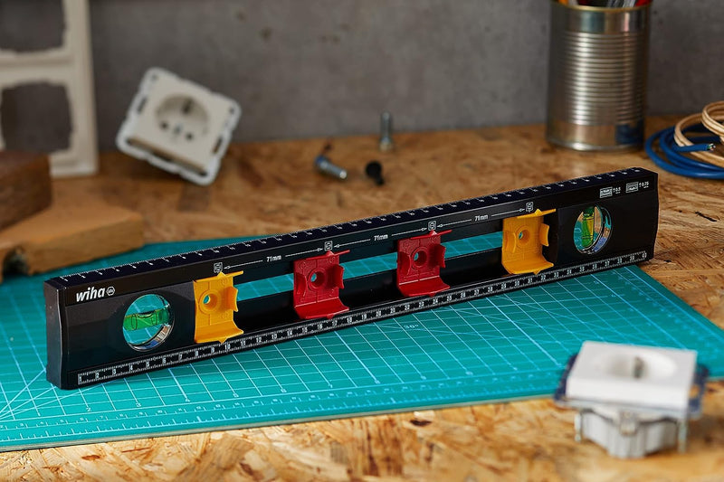 Wiha Spirit Level Electricians (42074) 40 cm with Marking Aids for Electrical Installation Work for Professionals Distance Marking for Flush-Mounted Boxes Perfect View of Levels | (42074) for electrical installation work, distance marking, flush-mounte...