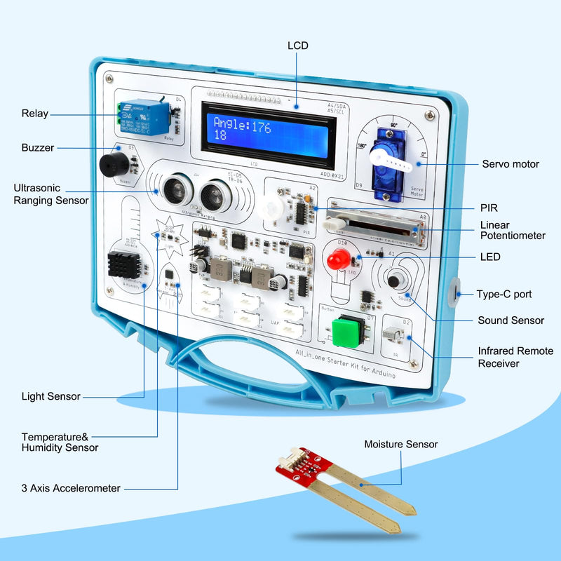 ELECROW All-in-one Starter Common Board Kit Compatible with Arduino Projects, 15 Sensors Modules Kit and Online Tutorials(21 Lessons) All-in-one kit