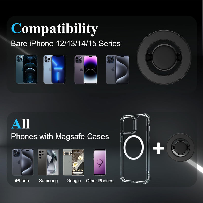 for Magsafe Car Mount, Rear View Mirror Phone Holder, Rotatable and Retractable Phone Holder for Car Compatible with iPhone 15/14/13/12 Series and All Phones with Magsafe Case or Metal Ring