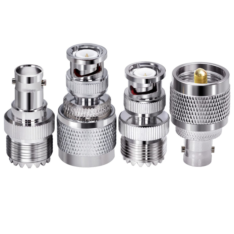 4pcs PL259 SO239 to BNC Adapter Coax Cable Connector, BNC to UHF Adapter Kit Male to Female Cable Gender Changers Coaxial Connector Kit for CB Radio,Radio,Antennas,Extension Coax Cable UHF to BNC Adapter Kit