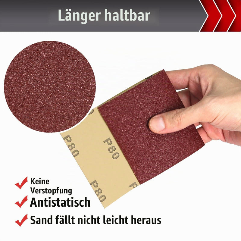 50 Sheets Sandpaper Set, 115 x 280 mm for Wood and Metal, 4 Grits (40/80/120/180), Cut for Hand and Machine Sanders 93mm x 230 mm