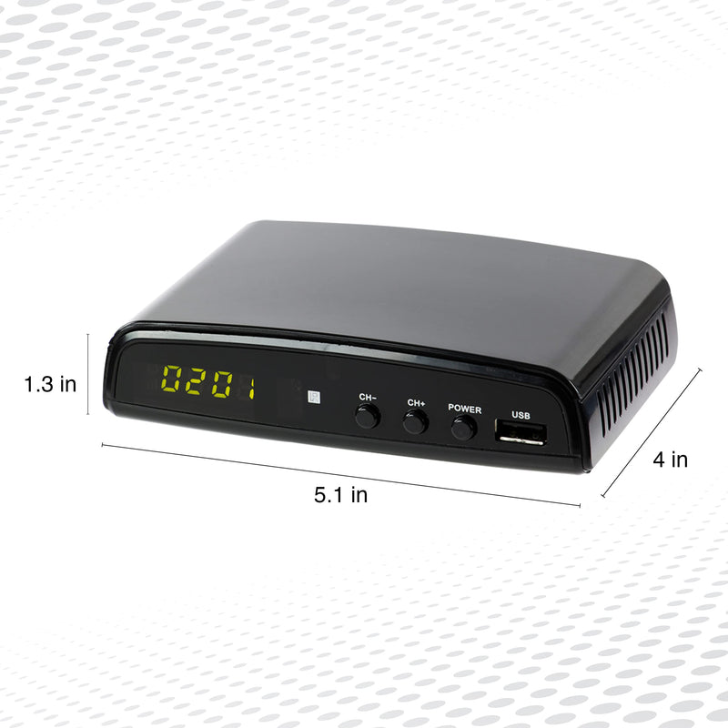 QFX CV-103 Digital Converter Box W Ul Adapter, for RF in (Antenna), RF Out, HD Out, and Video Out, USB Recording, Sleep Timer Feature, Black