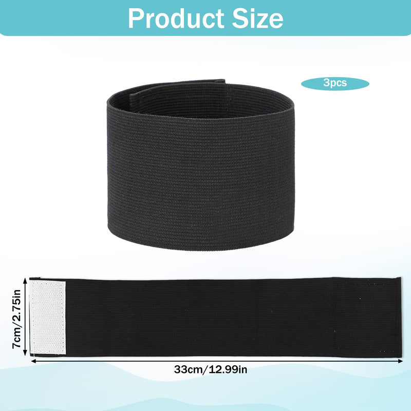 3 PCS Captain Armbands, 7x33 Cm/2.75x13 Inch Black Elastic Arm Band Adjustable Leader Armband Team Sport Armband Soccer Armband Memorial Armband Funeral Mourning Band for Basketball Volleyball Team