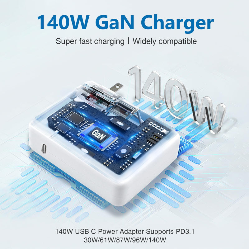 140W USB C to Magnetic 3 Cable, Charger for Mac Book Pro 16,15,14,13 inch,2021-2023 M1 M2 Mac Book Air Laptop Power Adapter & [6.6Ft]