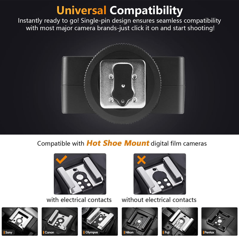 Camera Flash with Video Light, 2500K-6500K Mini Flash Speedlite, Adjustable Brightness Small Camera Speedlight, Universal Single Contact Hot Shoe Mount, Compatible with Canon/Nikon/Sony/Fuji/DSLR