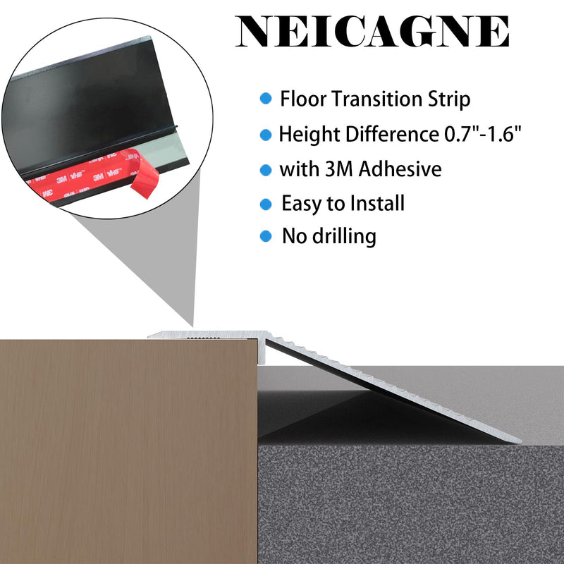 Floor Transition Strip - Aluminum Transition Strips Threshold Ramps for Doorway Aluminum Floor Reducer Molding for Carpet/Entry Door/Tile/Threshold/Wheelchair (Black, 48''x4'') Black 48''x4''