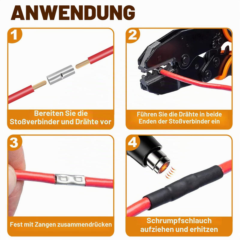 6 AWG Butt Connectors Uninsulated Set with Shrink Hose Not Insulated Butt Connectors Butt Connectors Crimp Connectors 16 mm² Cable Crimp Connection for Automobiles Boats (Pack of 20) 6 AWG