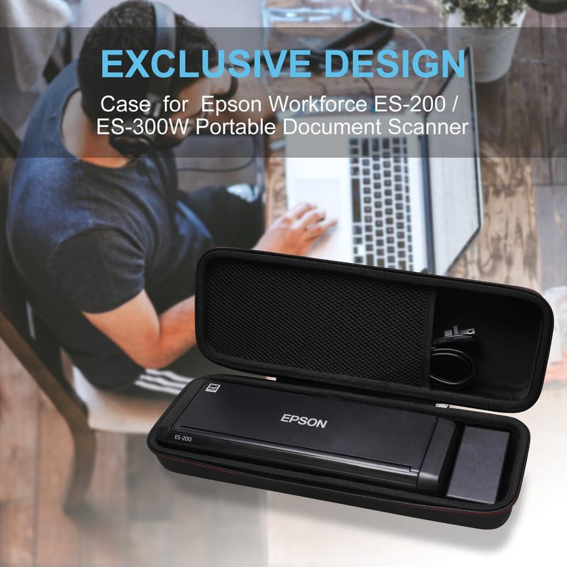 LTGEM Hard Case for Epson Workforce ES-200 / ES-300W / ES-300WR Portable Document Scanner - Travel Protective Carrying Storage Bag for Epson ES-200 Scanner
