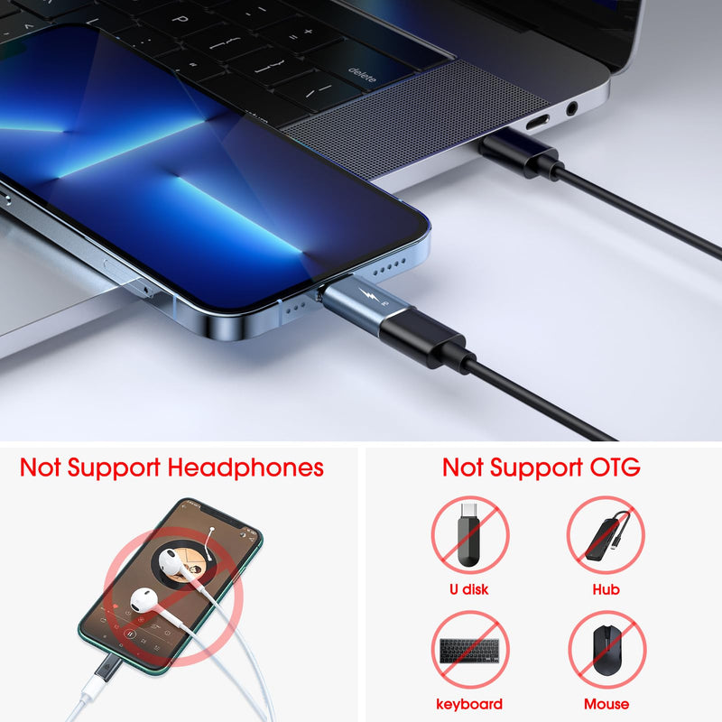 amFilm TechMatte USB-C to Lightning Adapter, 27W PD Fast Charging, Compatible with iPhone 14/13/12/11 Pro Max Mini/X/XR/XS/SE/8/7/6/iPad/iPod/AirPods , with anti-lost rope