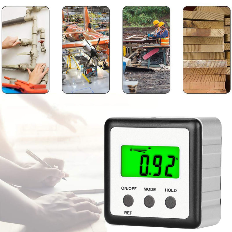 FOLAI Digital LCD Protractor Inclinometer Waterproof Bevel Box Angle Gauge Magnetic Base Spirit Level (Battery Included)