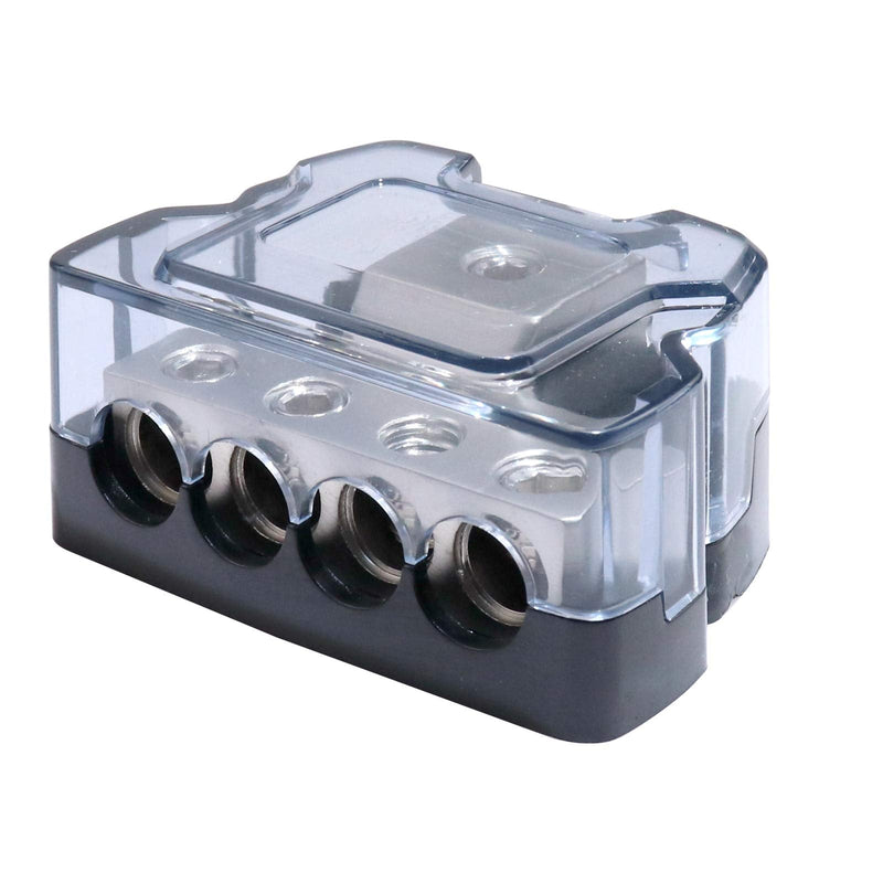 4 Way Power Distribution Block, 0/2/4 AWG Gauge in, 4/8/10 Gauge Out, Car Audio Stereo Amp Ground Distributor Connecting Block for Car Audio Amplifier Splitter (1 in 4 Out) 4 Way