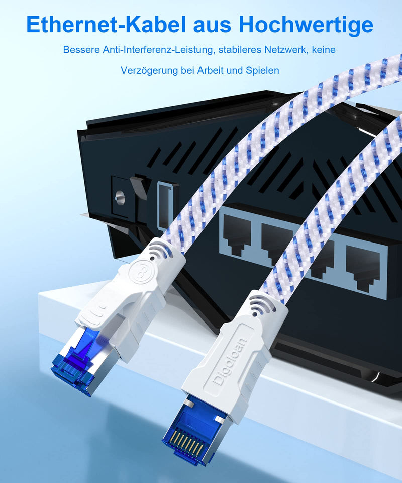 Lan cable network cable Cat 8, Ethernet cable 1m 2m 3m 5meter 10meter 15meter 20meter 30meter, 40Gbps 2000MHz Gigabit S/FTP patch cable with rj45 connector for Ps5, laptop, faster than Cat 7 (0.5 m) 0.5m
