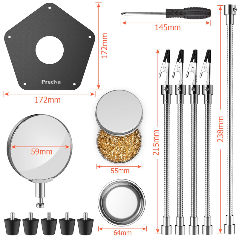 Soldering Third Hand, Magnetic Helping Hands Preciva Soldering Aid with 4 Flexible Arms and Alligator Clips Third Hand with Magnifying Glass, Flexible Soldering Holder, Soldering Aid Clamp with Magnifying Glass