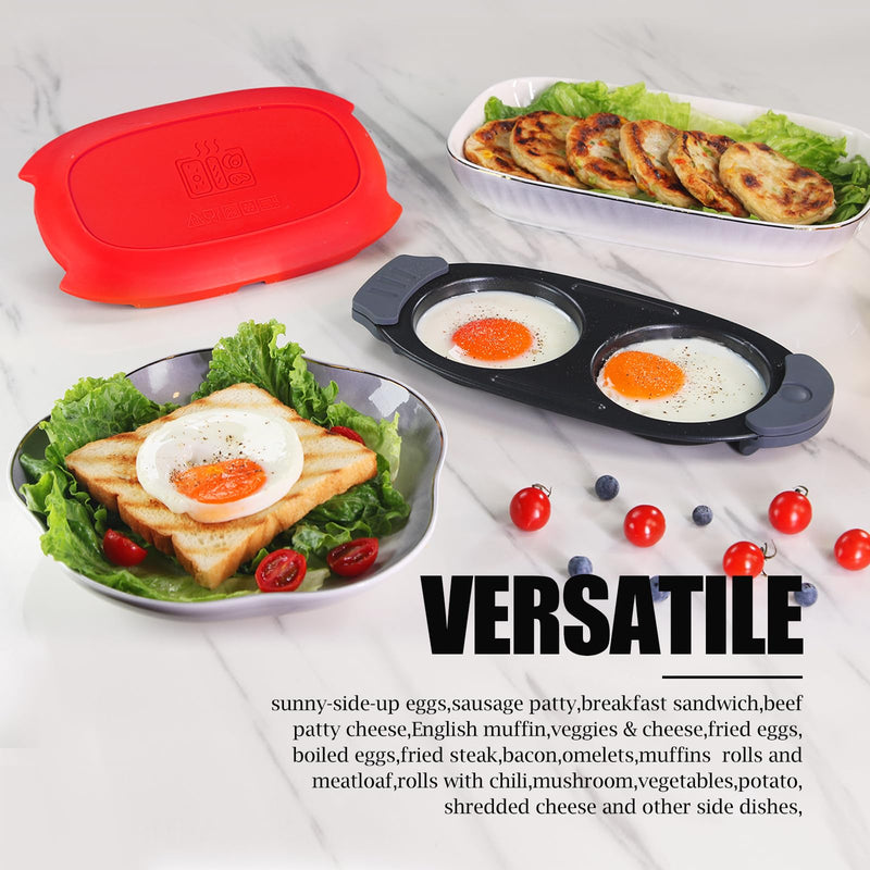 MKYSAIL Quick-Heat Microwave Egg Cooker|Poacher|fryer,Multi-use microwave egg maker for Breakfast Sandwiches,Dishwasher-Safe,Save Time,Portable for Home,Travel,Gifts(red) Red