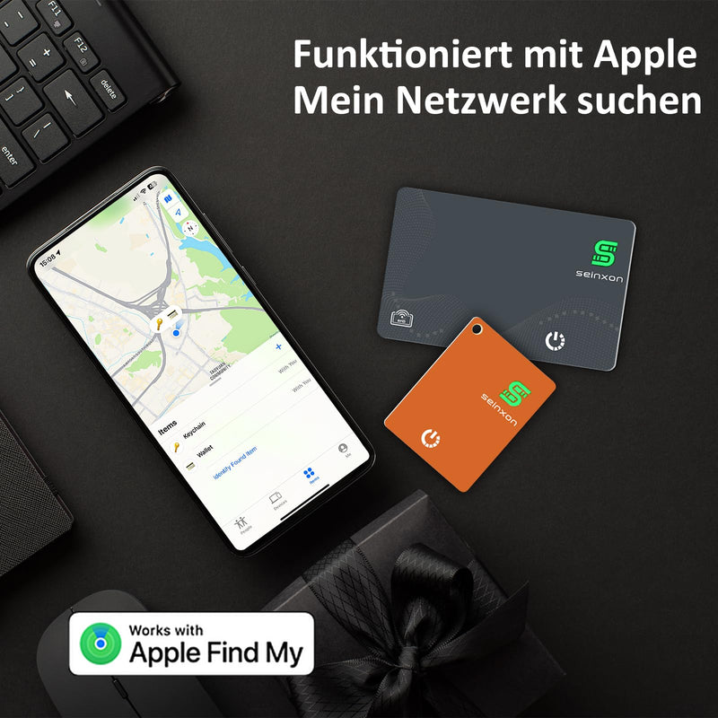 Wallet Tracker RFID Blocking Card & Mini Keychain Tag Item Finder with Recharge Clip Works with Apple Find My (iOS Only) Slim & Mini