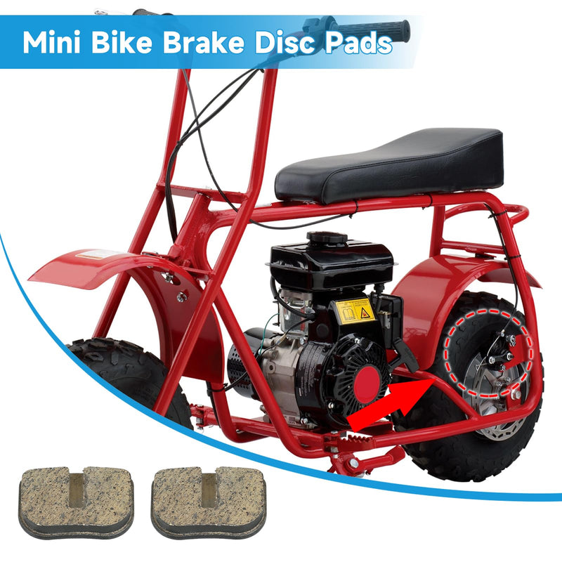 Mini Bike Disc Brake Pads Compatible with 79cc 97cc 100cc 2.8hp Coleman CT100U CC100X Baja DB30 Doodle Bug MMB80 Motovox MBX10 2-Stroke Mini ATV 4 Wheeler 50cc SYX Moto Dirt Bike Scooter Parts