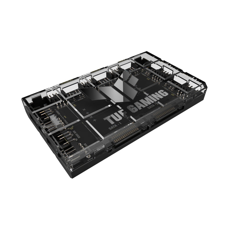 ASUS TUF Gaming ARGB PWM Fan Hub (Connects six case Fans, PWM Fan and RGB Connector, Clear Power and Operation Indicators, Stable Dual SATA Power Support), 2 Year Warranty PWM ARGB Fan Hub|Black