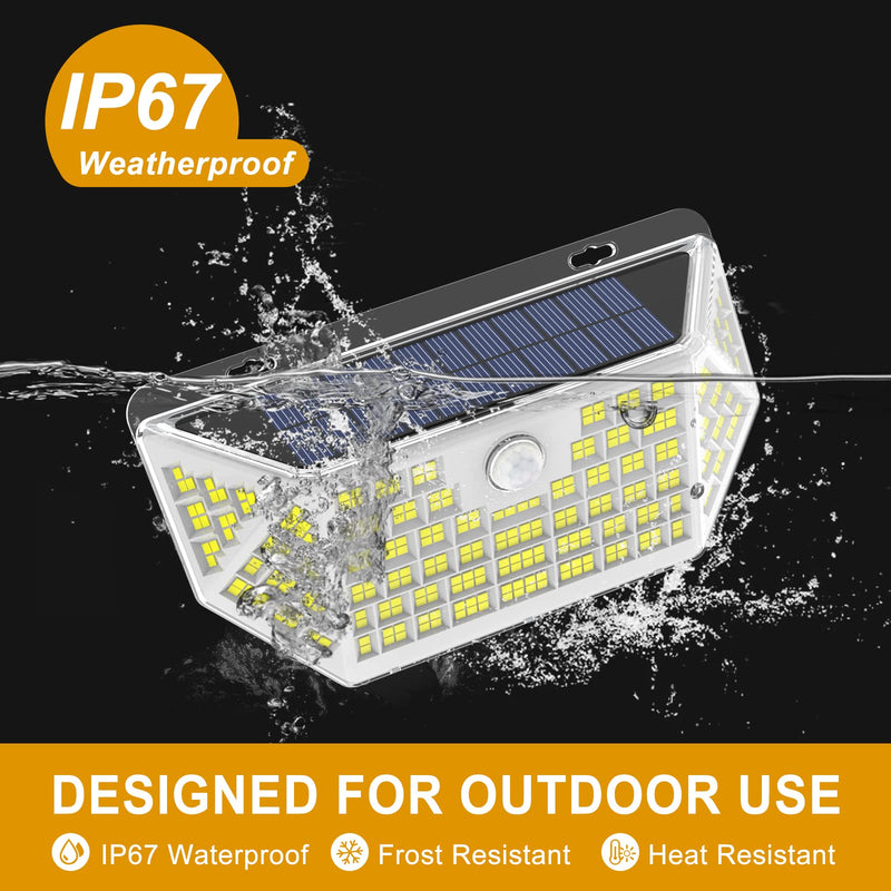 314 LEDs Motion Sensor Outdoor Lights 800LM 6000 K Solar Powered Flood Lights Outdoor IP67 Waterproof with 3 Modes 270° Wide Angle Lighting Security Wall Lights for Outside Yard Garden- 2 Pack