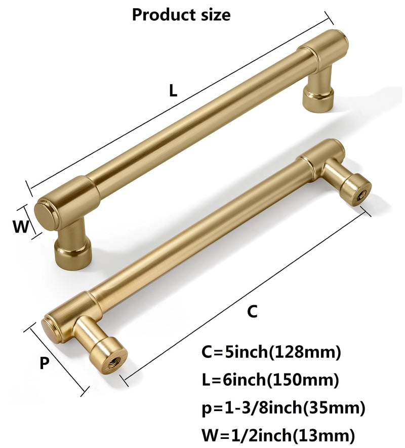 khtumeware 6 Pack 5 Inch(128mm) Champagne Bronze Kitchen Cabinet Handles Warm Brass Cabinet Pulls Gold Kitchen Cabinet Hardware for Cupboard Drawer Pulls Dresser Handle 5"(128mm) Hole Center
