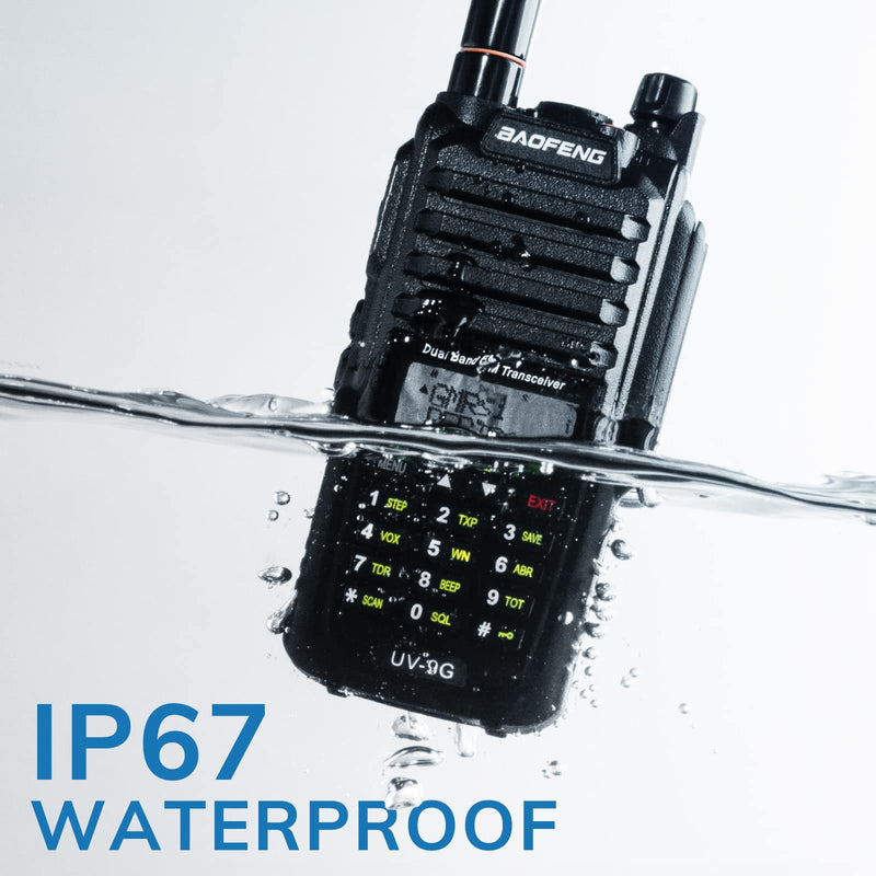 Baofeng UV-9G GMRS Radio (2 Pack), IP67 Waterproof Outdoors Two Way Radios, Long Range Rechargeable with Programming Cable and RA-MD2 Antennas, GMRS Repeater Capable, Support Chirp 2PCS+Antennas