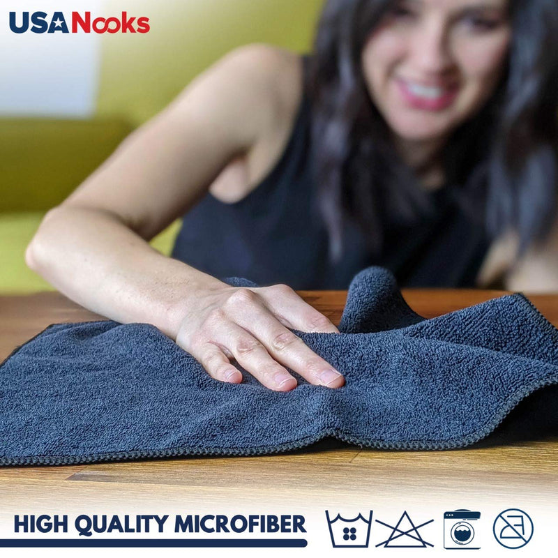 Microfiber Cleaning Cloth Grey - 12 Pcs (12.5"x12.5") - High Performance - 1200 Washes, Ultra Absorbent Microfiber Towel Weave Grime & Liquid for Streak-Free Mirror Shine - Car Washing Cloth Gray