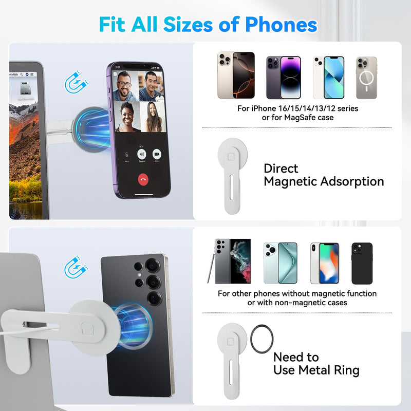 aceyoon Laptop Phone Mount, Fast Wireless Charger Magnetic Phone Holder for Laptop, 180°Adjustable Phone Stand for iPhone 16/15/14/13/12 MagSafe and All Phones, MacBook, PC Monitor