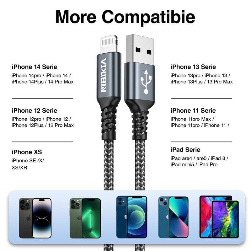 iPhone charging cable, Lightning cable [3Pack 2M] charging cable iPhone fast charging cable MFi certified USB to Lightning cable for iPhone 14 13 12 11 Pro/Pro Max/Mini, XR XS Max X, 8 7 6 6s Plus, 5s 5 Se 2M+2M+2M