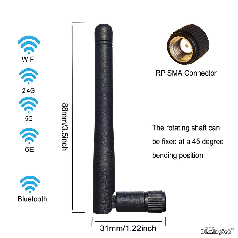 4-Pack 108mm Dual Band WiFi 2.4g 5g 5.8g 6e Antenna RP SMA Male Connector, Compatible with WiFi Router PCI-E Network Card USB Adapter Security Video IoT WiFi Antenna 4-pack RP-SMA WiFi Antenna