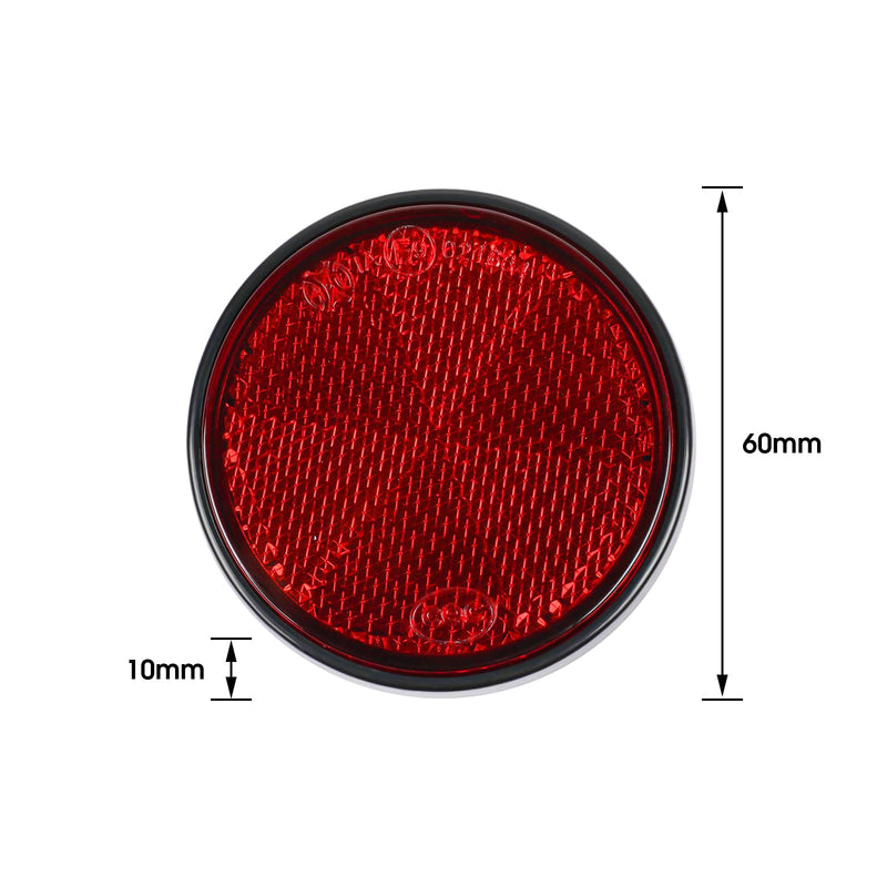 10 Pack Red Self Adhesive Round Reflectors, E9 Approval Road Safety Stick-on Rear Reflectors for Trailer Caravan Truck Lorry or Agricultural Machines