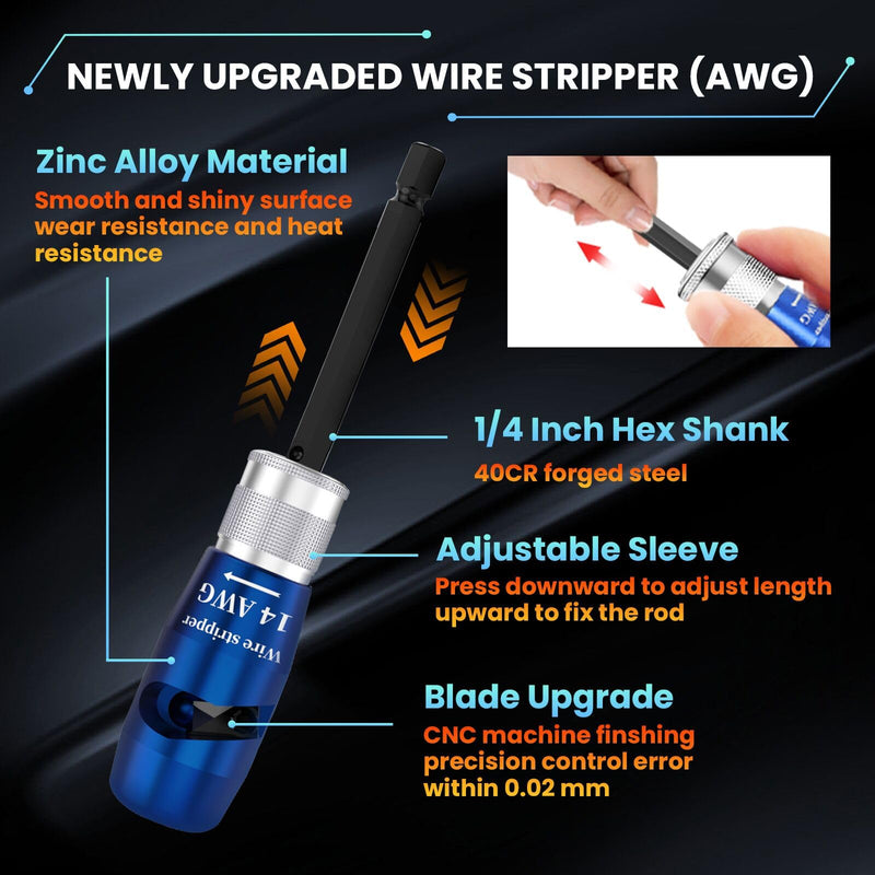 Wire Stripper for Drill, 6/8/10/12/14 AWG Wire Twister Tool for Drill, 2024 Upgrade Drill Wire Stripper and Twister Kit, Electric Wire Stripper Tool, Wire Stripping and Twisting Tool Electrical Tools Black