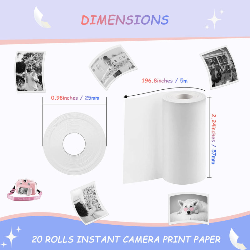 20-Pack MIARALA Instant Print Camera for Kids Refill Print Paper, HD Paper Camera, Kidizoom Print Camera Paper Refill for Most Kids Instant Camera 20 Rolls