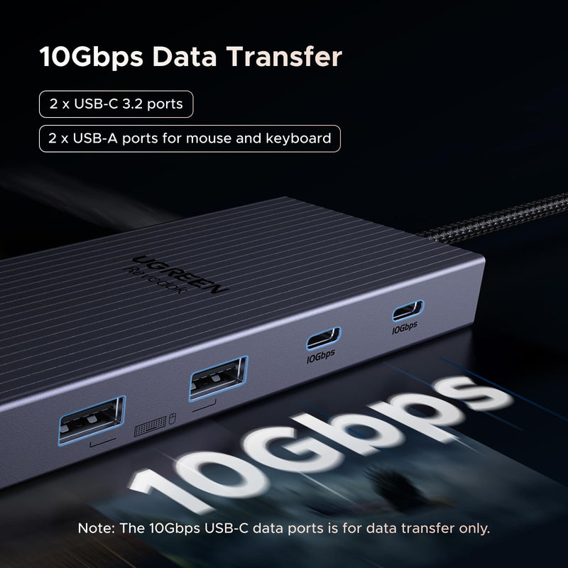 UGREEN Revodok Pro 12 in 1 Triple 4K Docking Station with 2 HDMI, DP, 2x10G USB C, 2×USB-A2.0, 100W PD, SD/TF, 1000Mbps Ethernet, 3.5MM Audio, USBC Hub Multiple Adapter for MacBook, DELL, HP and More