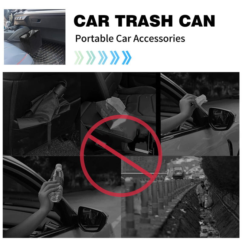 Homelove Car Trash Can, Leak-Proof Waterproof Car Trash Bin Collapsible Portable Auto Garbage Bag Large Capacity Trashcan Storage Bag Multipurpose Car Organizer Hanging Black A-Black