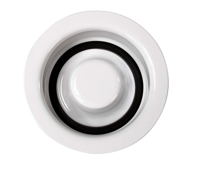 Westbrass D2165-50 Post Style Large Kitchen Basket Strainer with Waste Disposal Flange and Stopper, Powder Coat White 1 Pack