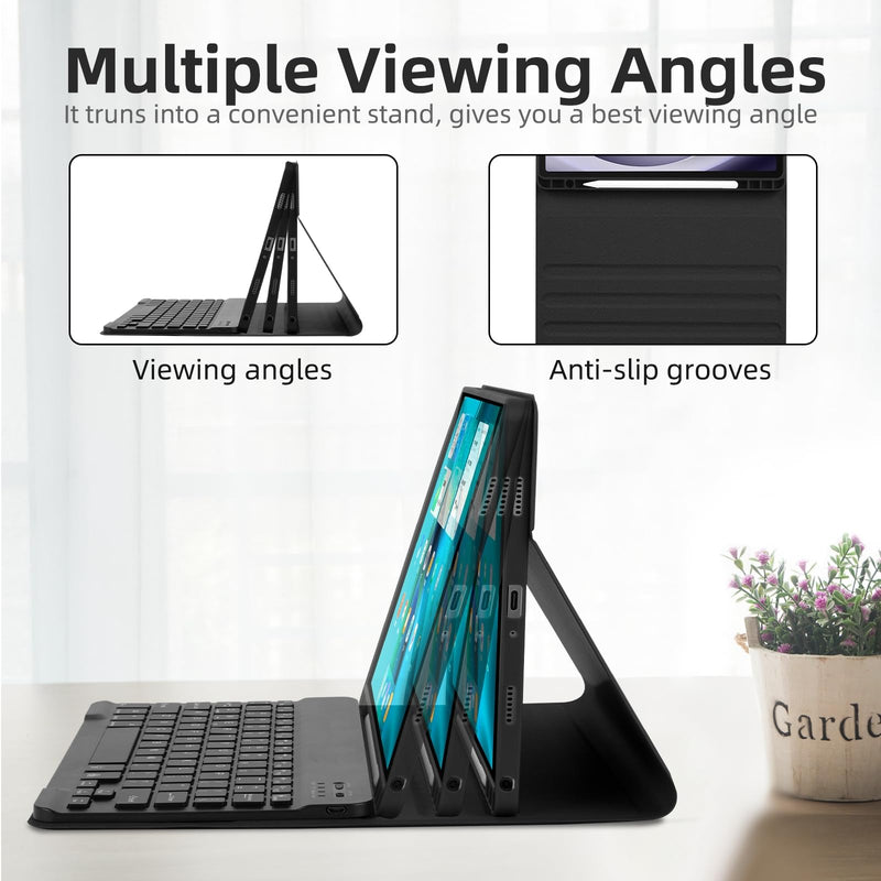 Case with Keyboard for Samsung Galaxy Tab A9 Plus 11 inch (SM-X210/X215/X216/X218),7 Color Rainbow Backlight Detachable Keyboard Magnetic Case with Pen Slot for Tablet A9+ 5G Black For Samsung Galaxy Tab A9+ 11 inch 2023 Black + Black