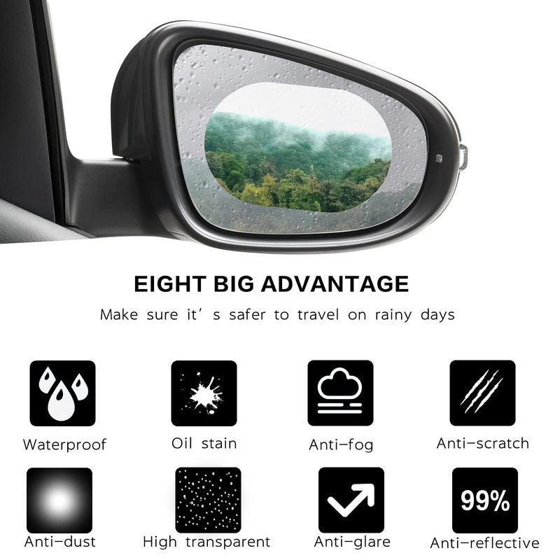 20 Pack Car Rearview Mirror Film,Anti Fog Anti Scratch Interior Rearview Mirror Anti Glare Film Waterproof HD Nano Clear Protective Sticker Film for Safe Driving,Car Mirrors,Side Windows (Oval) Oval