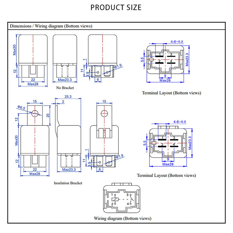 FLS821 Relay 12V 40A (Pack of 2) - Universal SPST 4-Pin Heavy Duty Automotive Relay