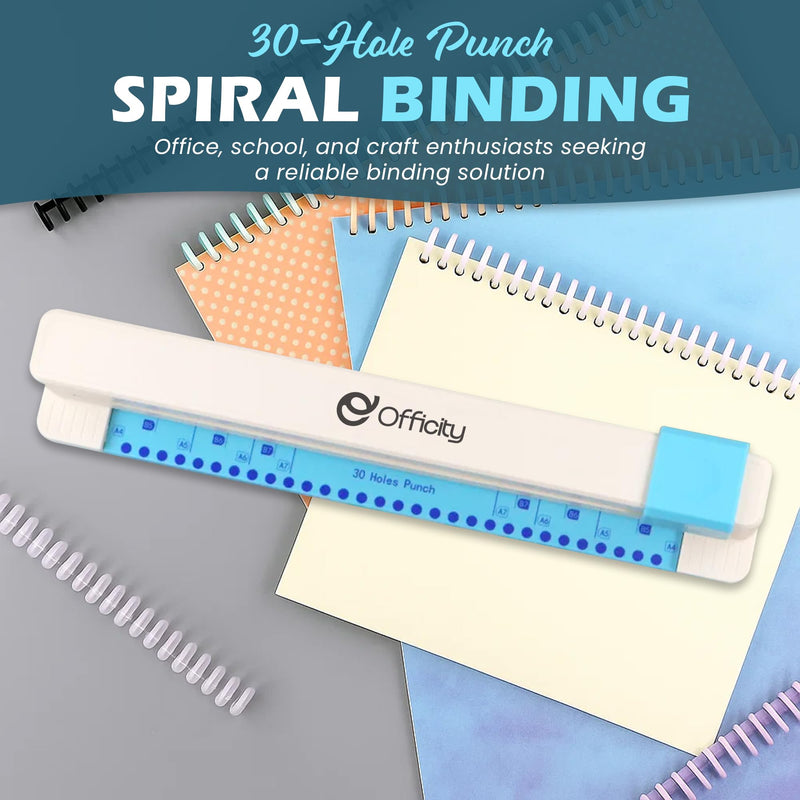 Binding System, Manual Desktop Binding Punch, 30 Hole Paper Punch for Crafting A4, B5, A5, B6, A6, B7, A7 Spiral Binding Machine Alternative (Insert Spirals Manually) for Office, School, and Home