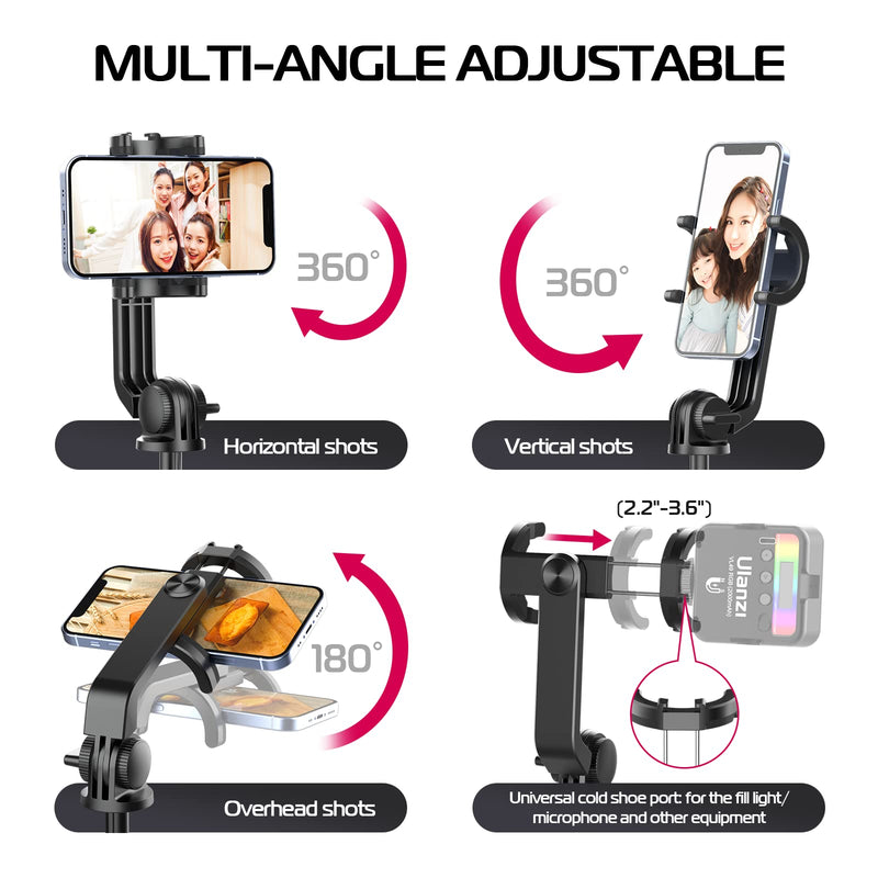 ULANZI SK-03 Selfie Stick Tripod, 64" Professional Stable Phone Tripod Stand for Smartphone/Action Camera, 3 in 1 Extendable Phone Holder with Detachable Remote for Travel Selfies Video Recording Vlog SK-03 Tripod