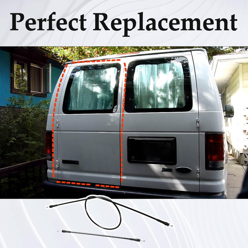 Rear Left Cargo Door Upper & Lower Latch Release Cables Compatible with Ford E-150 E-250 E-350 E-450 Club Wagon Super Duty Replace# 8C2Z15431A03A, 6C2Z1543286AA Rear Left Door Cables