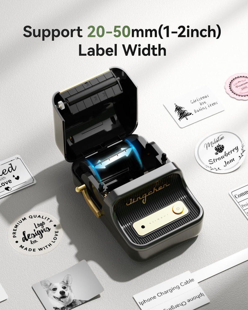 NIIMBOT B21 Label Maker, 2 Inch Portable Thermal Label Printer, Label Maker Machine with Tape, Compatible with Android, iOS & PC,Labeling for Home Storage Office and Small Business,Black Black