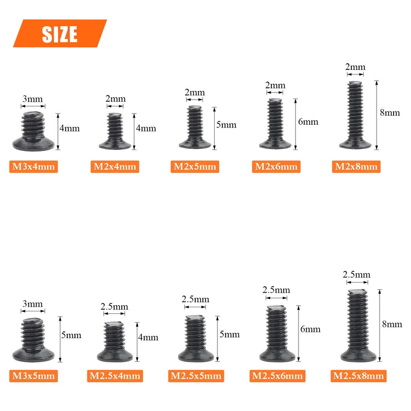 600 Pieces M2 M2.5 M3 Phillips Flat Head Screws, Electronic Repair Screws for SSD, Laptop Notebook Computer