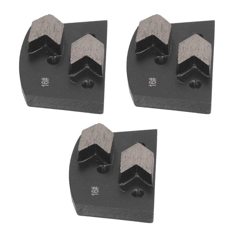 3 x diamond grinding shoe, black trapezoid, 2 arrow teeth polishing pads, 16 grit, high grinding efficiency, low noise, suitable for all concrete grinding machines