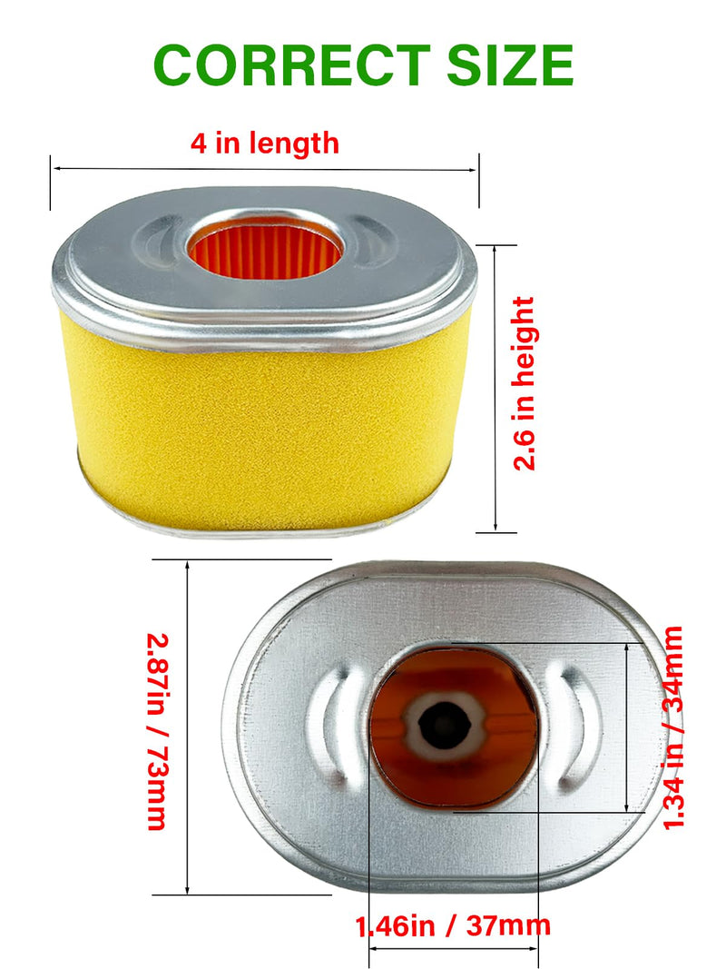 2 Pack of Air Filter Kits for Honda GX140 GX160 GX200 5hp 5.5hp 6.5hp Engine 17210-ZE1-505 17210-Z4M-821 17210-ZE1-822 with Spark Plug 2 pcs