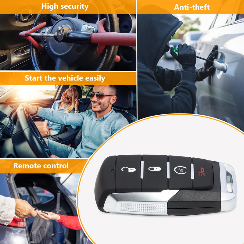 Car Key Fob Remote Keyless Entry Control for Dodge Ram 1500 Pickup 2019 2020 2021 2022 2023 2024 OHT-4882056 68442907 68291689 4 Buttons 433MHz 4A Chip